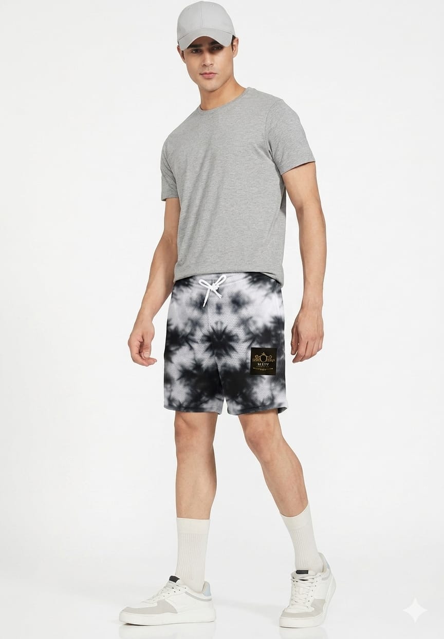 Premium Green & Black Tie-Dye Unisex Shorts | Casual Streetwear & Summer Loungewear