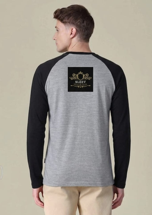 Premium Unisex Raglan Long Sleeve T-Shirt - 100% Bio-Washed Cotton | Black & Charcoal Melange | Classic Baseball Tee