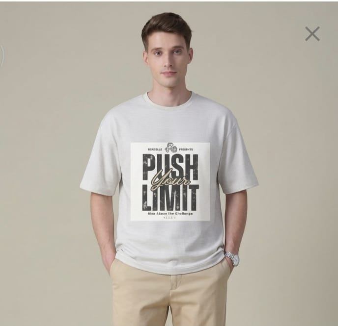 Premium 240 GSM Cotton Oversized T-Shirt - "Push Your Limit" (Unisex, Boxy Fit)