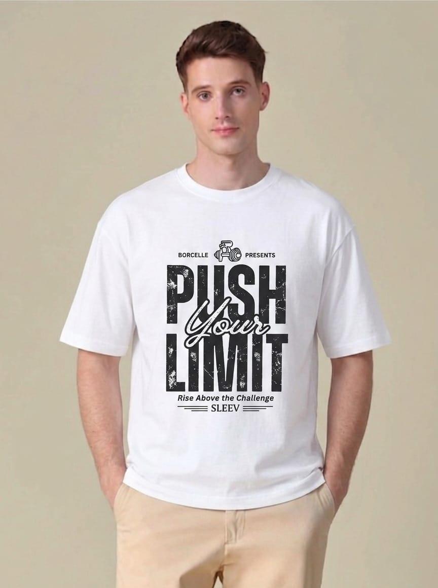 Premium 240 GSM Cotton Oversized T-Shirt - "Push Your Limit" (Unisex, Boxy Fit)
