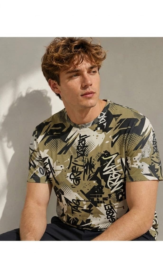 SLEEV Urban Graffiti All-Over Print Oversized T-Shirt | Premium 240 GSM Unisex Streetwear Graphic Tee