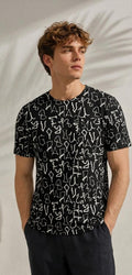 SLEEV Abstract Typography All-Over Print T-Shirt | Unisex Monochrome Graphic Tee