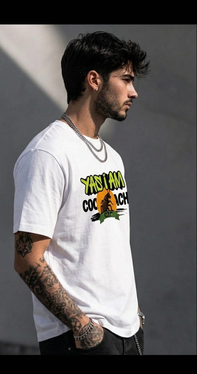 : CJP Cockroach Janta Party Oversized Cotton Streetwear T-Shir / Printed Meme T-Shirt