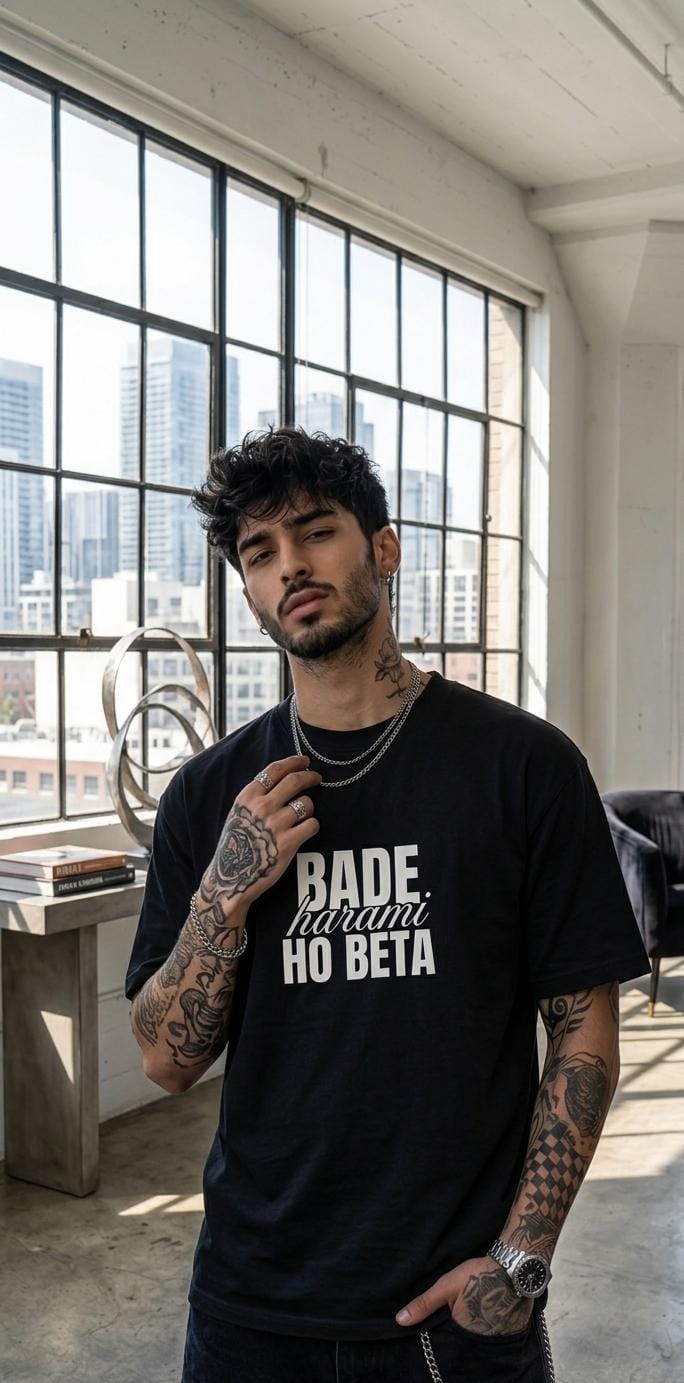 Unisex Black Graphic T-Shirt - Bade Harami Ho Beta (Relaxed Fit)