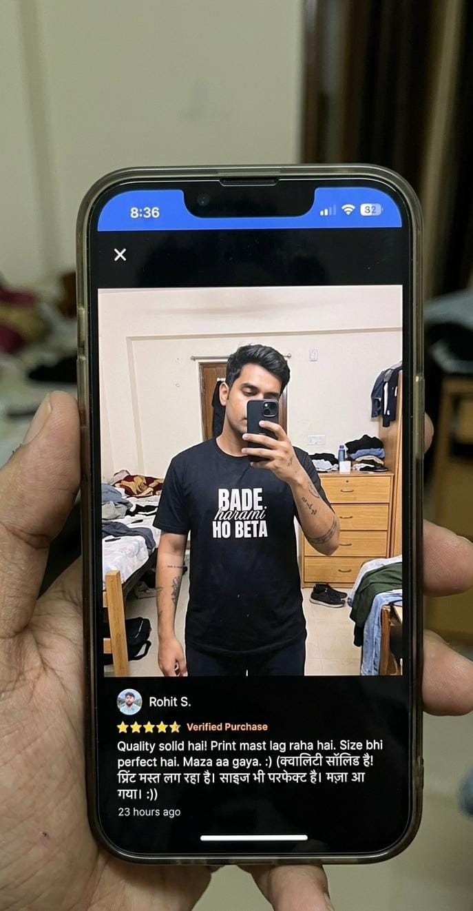 Unisex Black Graphic T-Shirt - Bade Harami Ho Beta (Relaxed Fit)