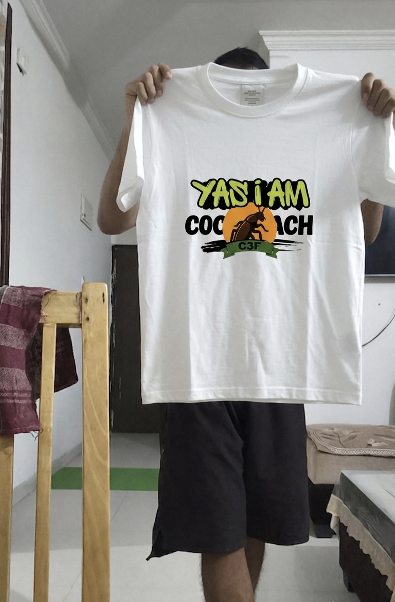 : CJP Cockroach Janta Party Oversized Cotton Streetwear T-Shir / Printed Meme T-Shirt